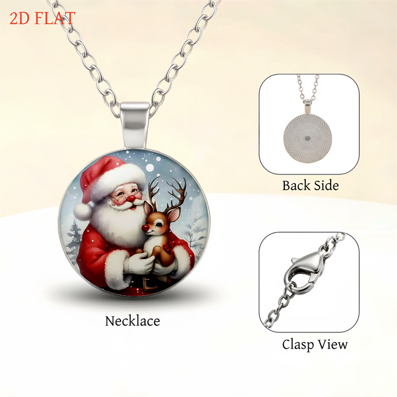 5pc Christmas Santa and Reindeer Lady Jewelry Set